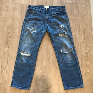 Current/Elliott Cropped Distressed Boyfriend Jeans